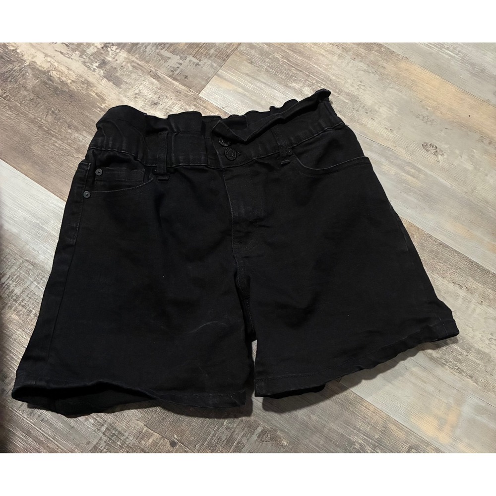 Indigo Rein Womens Black Paperbag Waist Denim Shorts Size 5 High Rise Casual